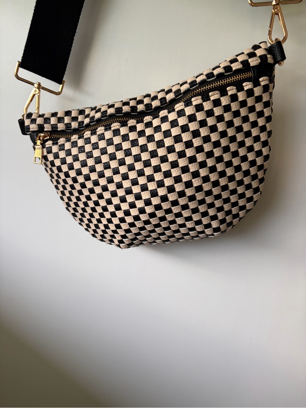 Pretty Simple “Original” Westlyn Woven Bum Bag Checkered Black Crossbody - Picture 3 of 13